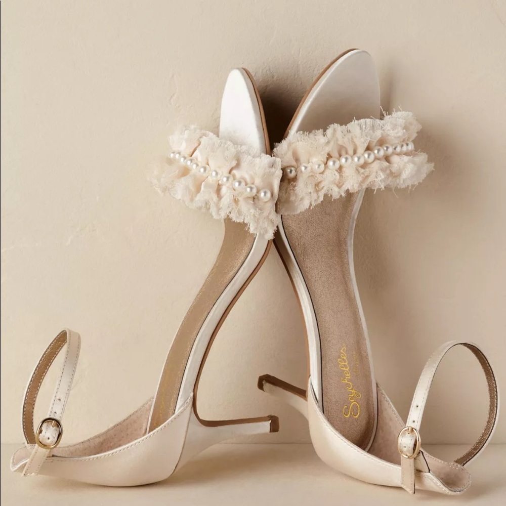 BHLDN brand new, never-worn shoes with pearls